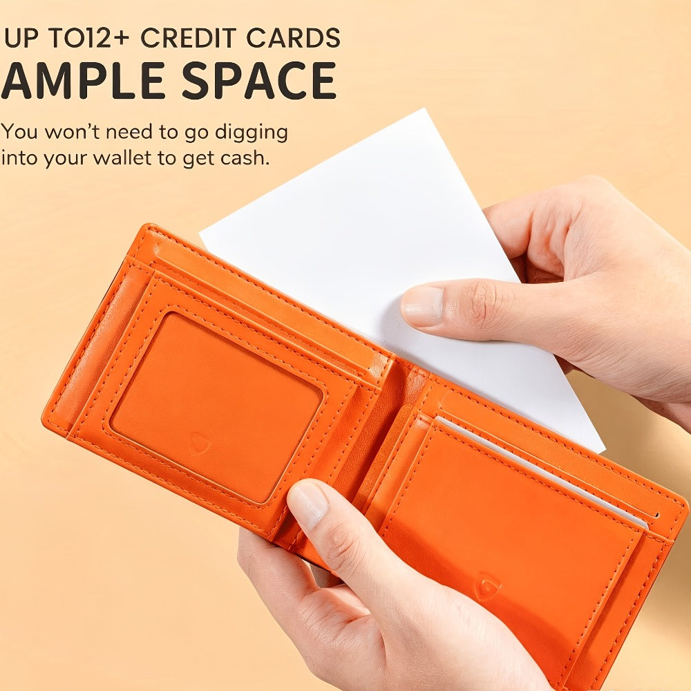 Men'S Wallet - RFID Blocking Bifold Stylish Wallet with 12 Card Slots And 1 ID Window. Good Gift Choice