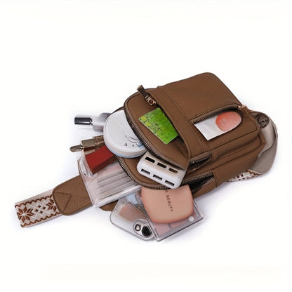 Women's High Quality Synthetic Leather Crossbody Bag with RFID Blocking - Adjustable Chain Strap & Multipocket Organizer Suitable for Travel,, Daily Use - Lightweight Slung Bag with Zipper Closure & (RFID Blocking)