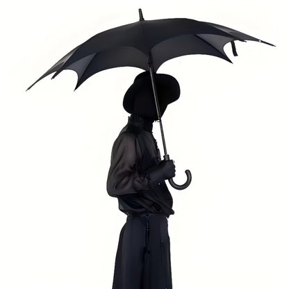 Large Automatic Batwing Umbrella with Black Canopy & Bat-Themed Design - Automatic Open/Close Suitable for Gothic, Punk Style, Batwing Umbrella for, Christmas Gift, for Halloween, Daily Use, Outdoor Accessory