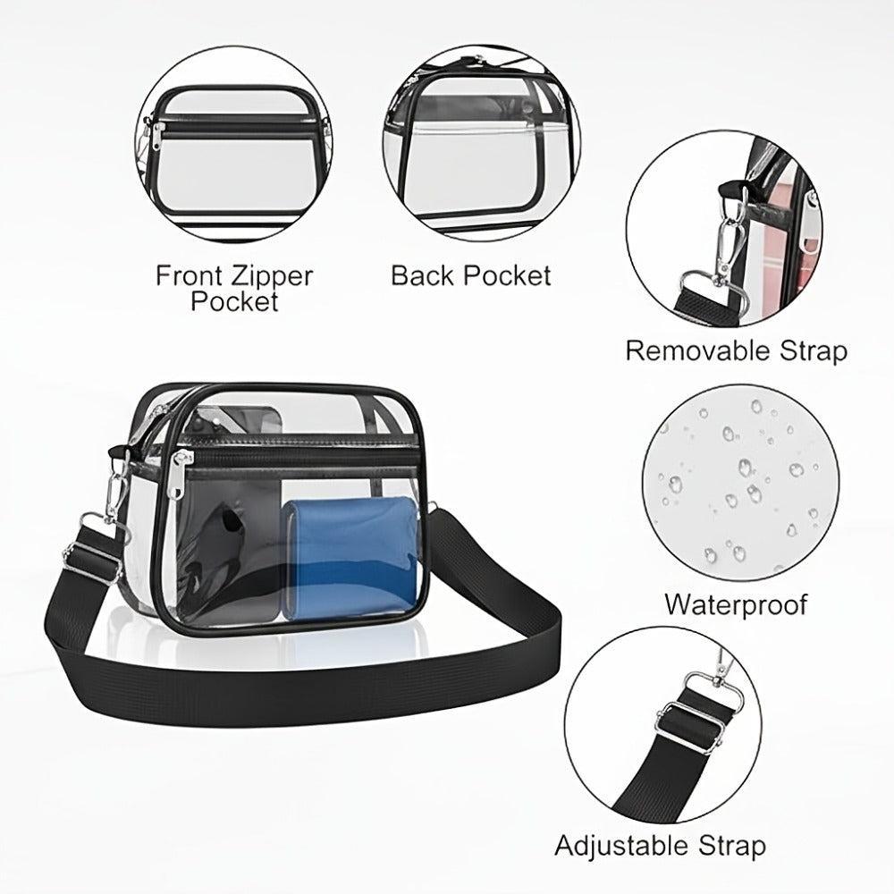PVC Transparent Crossbody Bag, Suitable For Various Occasions When Going Out. It Is Simple, Casual And Convenient For Quick Security Check. It Is Suitable For Both Men And Women.
