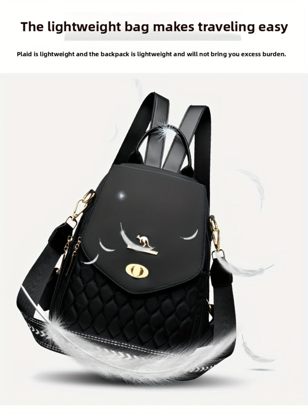 Trendy Urban Fashion Women'S Backpack - High-grade Texture And Pattern Design, Elegant And Practical, Golden Hardware Embellishment, Suitable For Commuting, Leisure, Travel, Ideal Holiday Gift