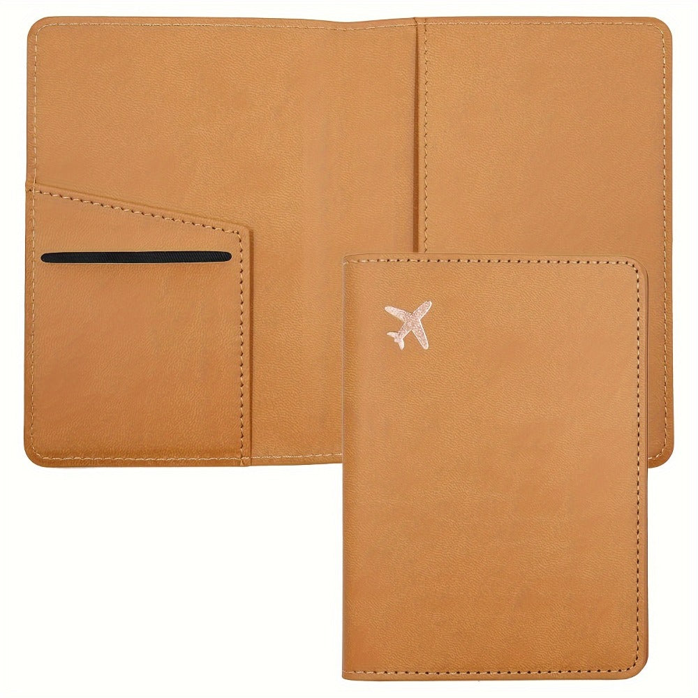 Passport and Vaccine Card Holder Set | Faux Leather Passport Cover with Card Slot, Unisex, Brown, Minimalist Style