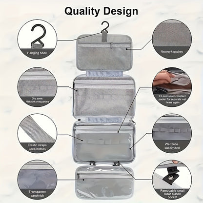 1pc Waterproof Folding Toiletry Bag, Multi-Functional Dry And Wet Separation Cosmetic Bag, Travel Storage Bag