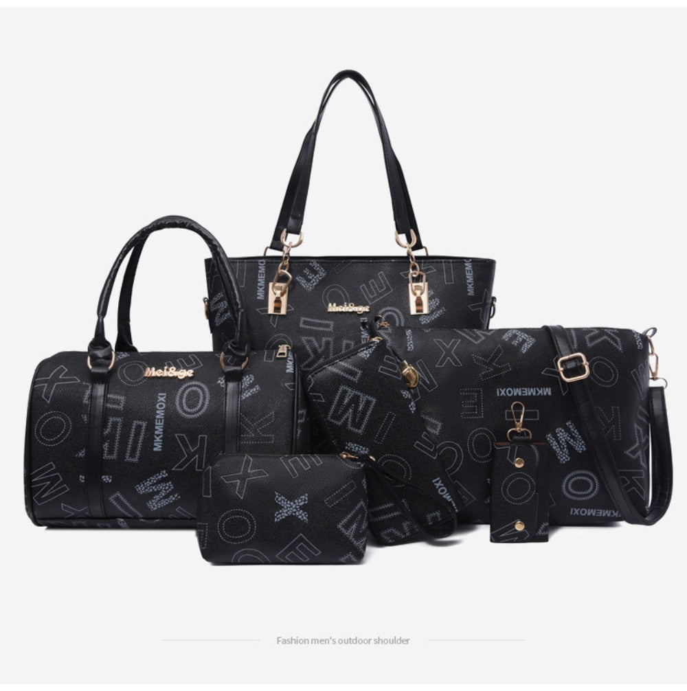 Set of 6 Women'S Bags - Spacious Vintage Collection Including Shoulder Bag, Crossbody Bag, Tote, And Purse