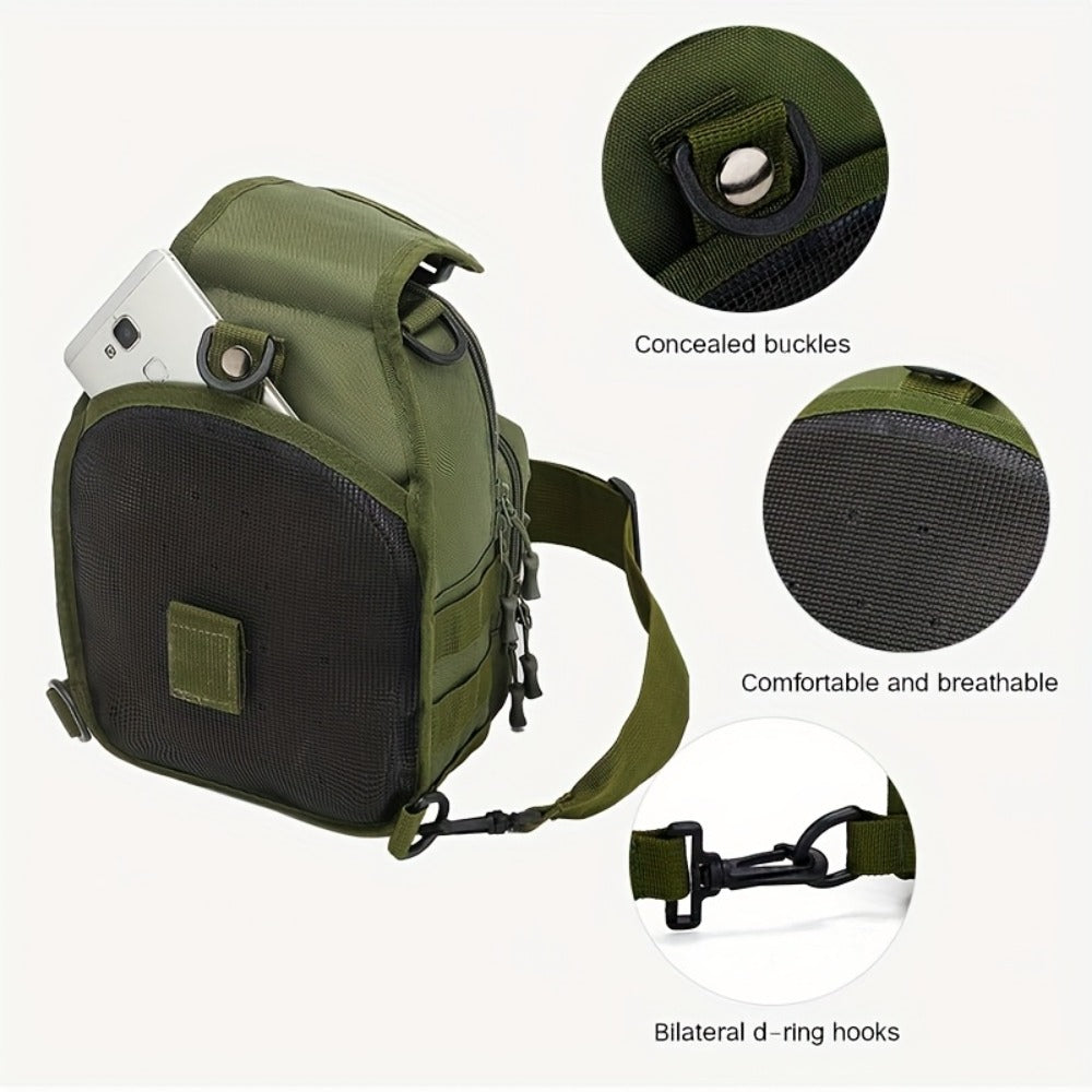 Men's Chest Bag, Durable Oxford Cloth, for Camping, Outdoor Travel, and Cycling, Crossbody Bag with Phone Pocket, Outdoor Leisure Single-Pack Backpack