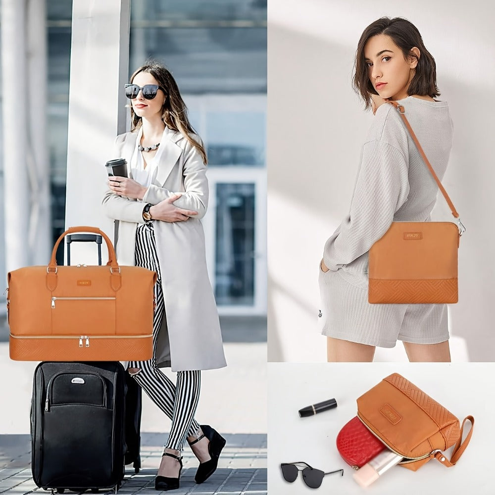Weekender Bags for Men And Women, Travel Duffel Bag Carry On Overnight Bag, Large Travel Weekender Tote Bag with Shoe Compartment