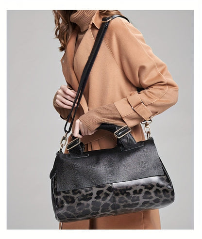 [Genuine Leather Bag] Head Layer Cowhide Women's Bag, Genuine Leather Women's Bag, Hand-Held Pillow Bag, Boston Women's Bag, Fashionable Single Shoulder Crossbody Women's Bag