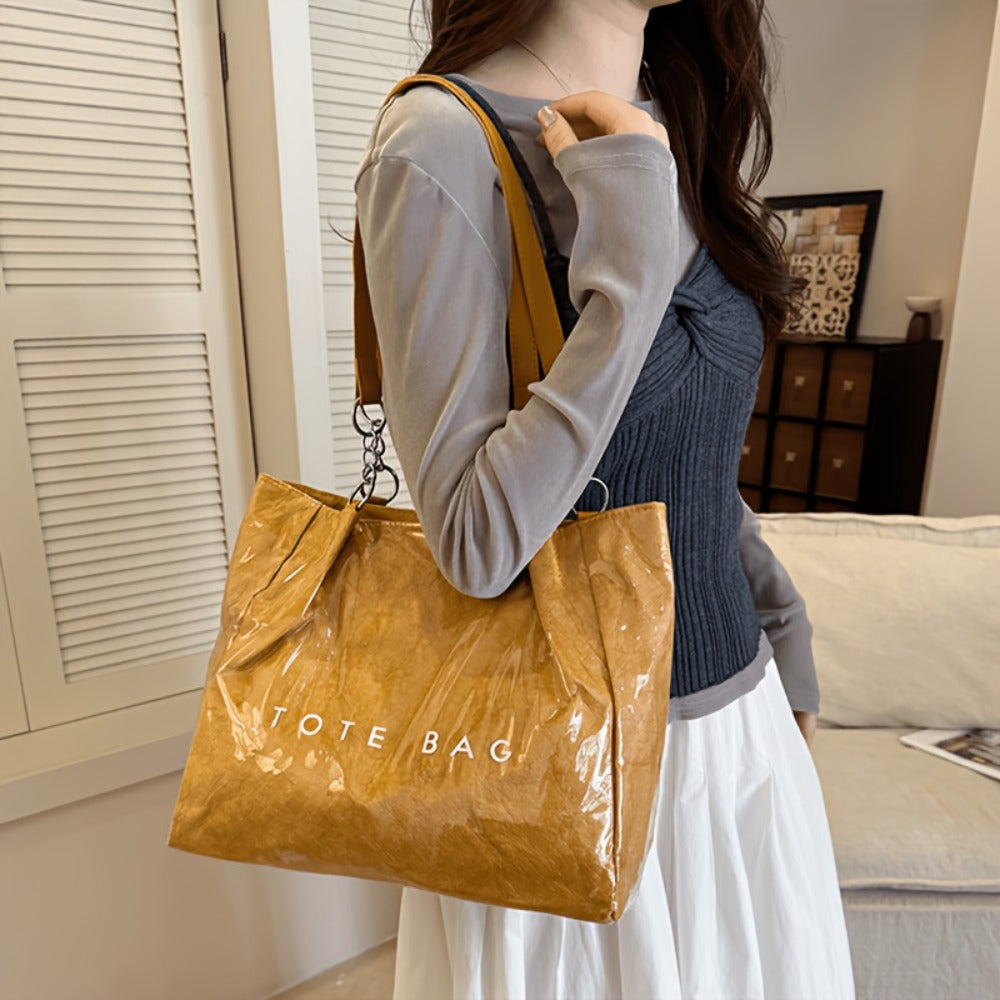 Women'S Stylish Shoulder, Crossbody And Tote Bag. Easy Elegant Design, Also As Handbag And Shopping Bag. Fits Books, Makeup And Daily Essentials. Great for Shopping, Travel, Camping. Beach Bag Made of PVC