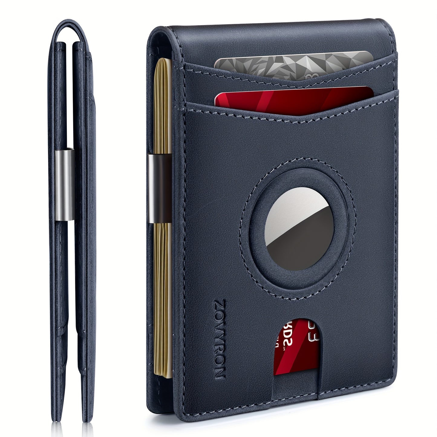 AirTag Leather Wallet for Men, Men's Leather Bifold Wallet, RFID Blocking with ID Window & Cash Slot, Gift Box Ready, Gift Wallet for Dad (Air Tag Not Included)
