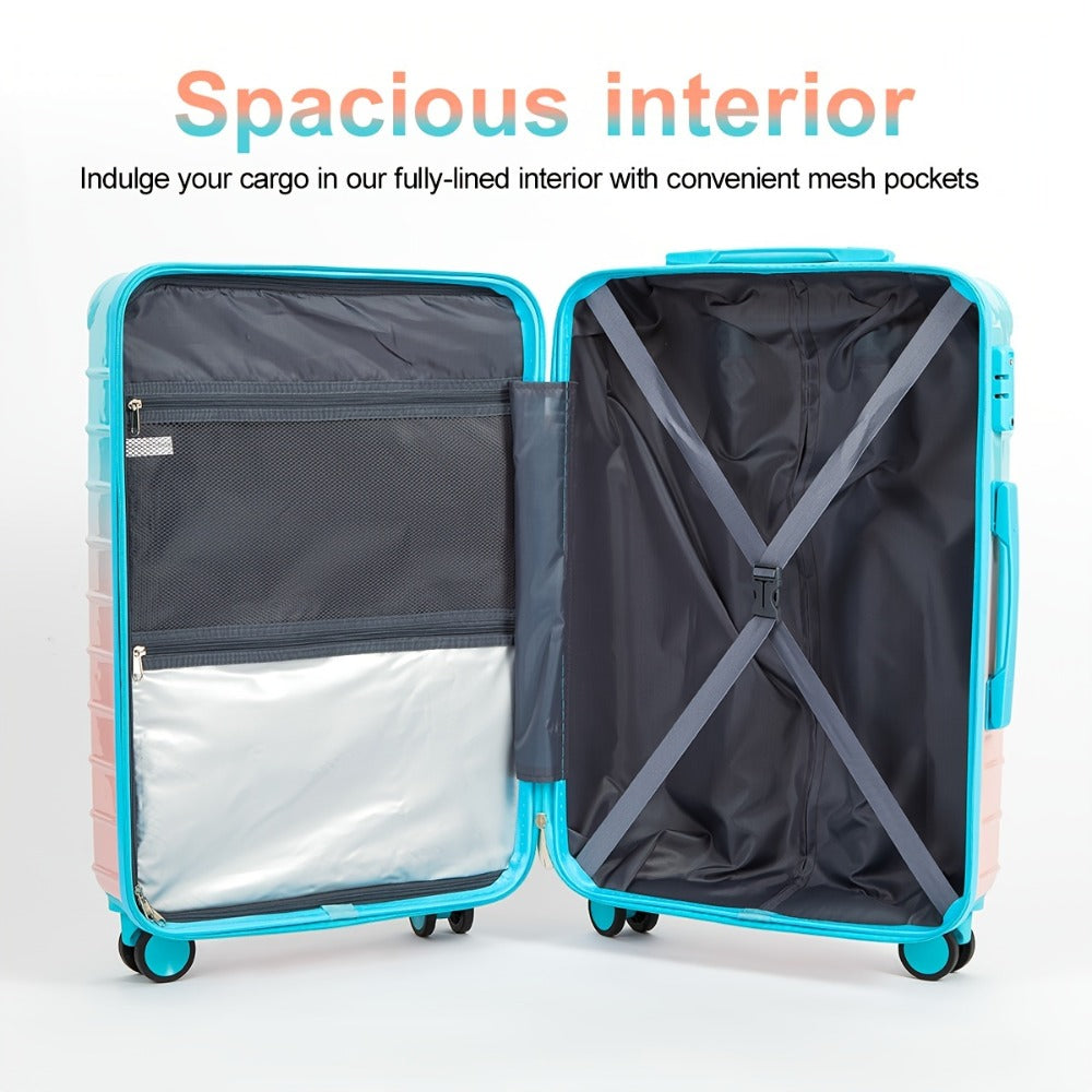 UUH - 4pcs Luggage Set - Sturdy ABS Material Luggage, Smooth Dual Wheels, TSA Certified Locks, 13/20/24/28 Inch Sizes, Gradient Colours, 13 Inch Carry-on Case Included, Ultra-lightweight Design - Perfect for Travelling