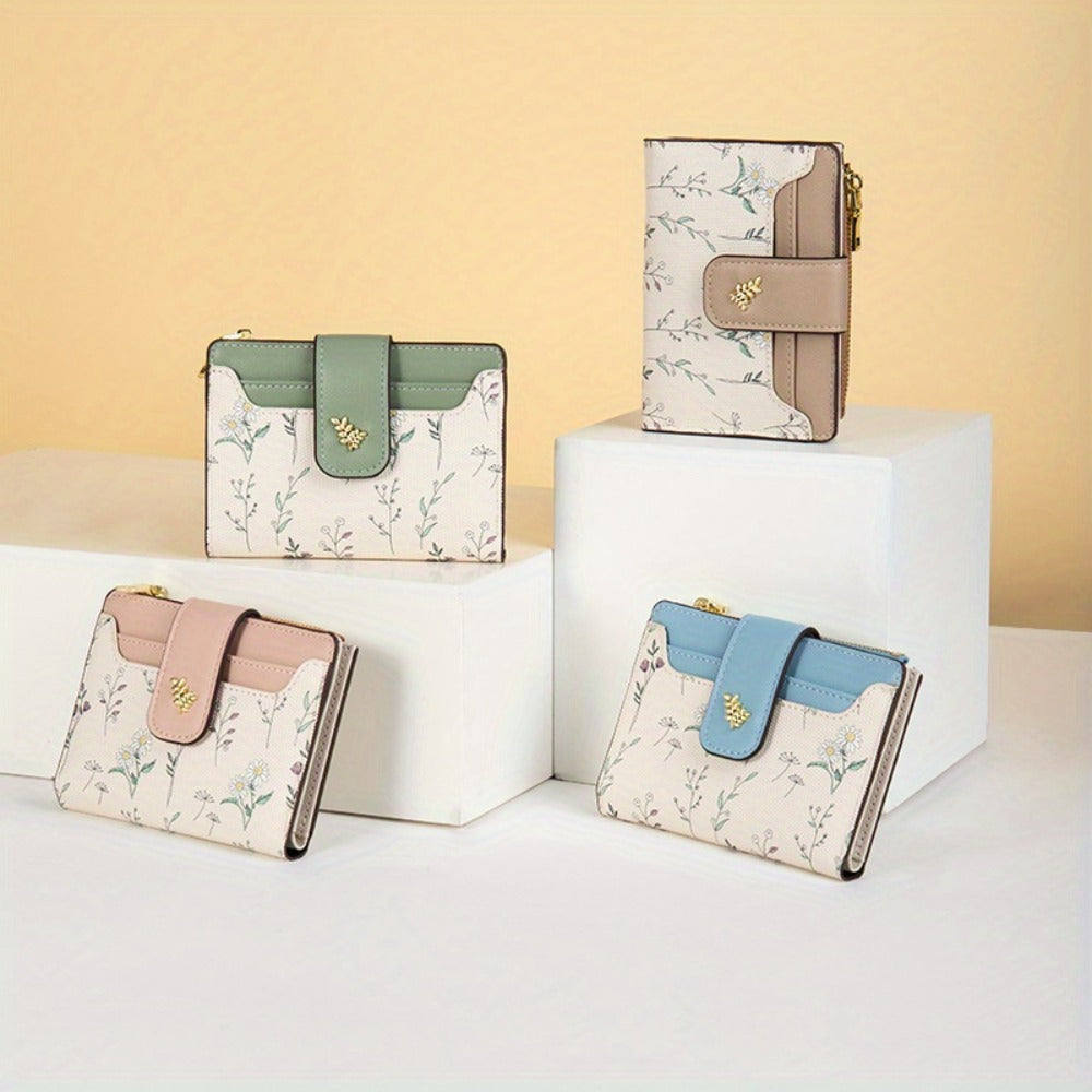 Chic Floral Wallet for Women - Compact Card Holder with Snap Closure