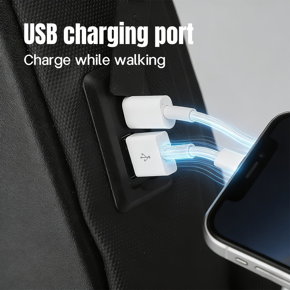 Geometric Sling Chest Bag with USB Charging Port, Hard Shell Crossbody Pack for Hiking Cycling