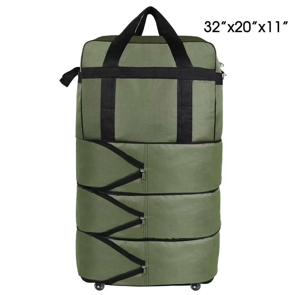 32'' Expandable Rolling Wheeled Duffle Bag Spinner Suitcase Foldable Luggage Expandable Black Blue Green Lattice