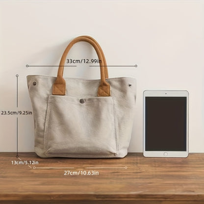 Thickened Handbag; Simple And Leisure Hand-held Bag; Vintage Literary Style Fabric Bag; Bag for Commuting.