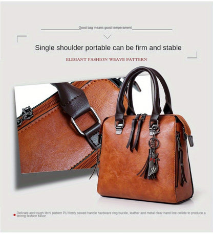 4pcs Vintage Handbag, Adjustable Strap, Casual Handbag
