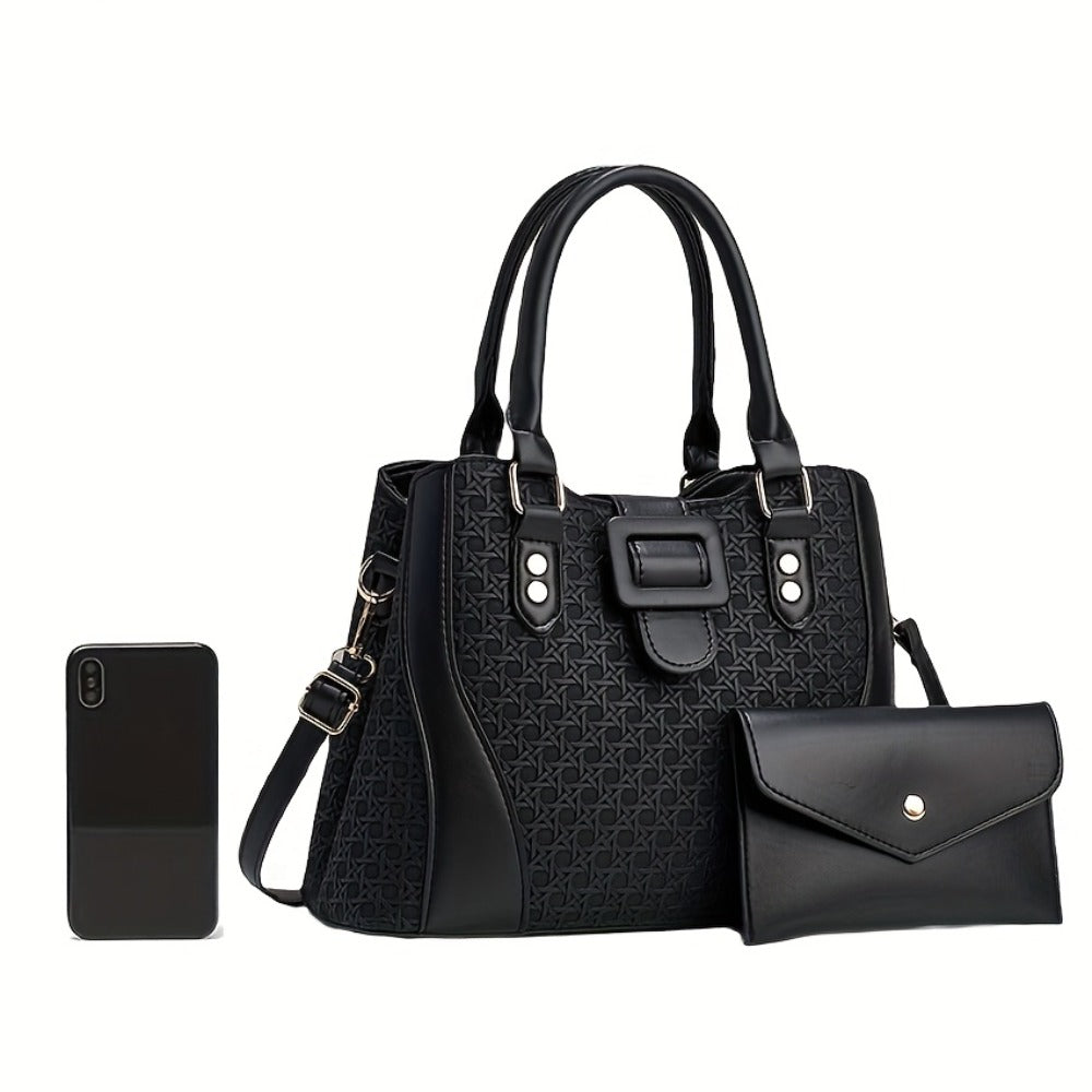 Fashion Woven Pattern Women'S Bag Set, Large Capacity Handbag, Casual Versatile Shoulder Bag, Crossbody Bag