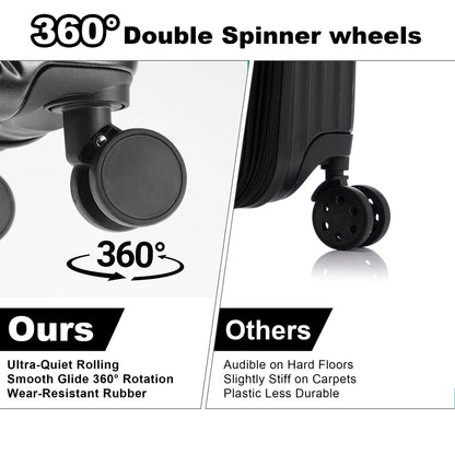 20in carry on luggage+luggage Bag Set, with cup holder and charger, with 360°Spinner Wheels TSA Lock and Adjustable Telescopic Handle Durable Travel Suitcases, Hardshell Luggage with Wheels, Vacation Packing, Travel Luggage Set, Sleek Design, Modern Lugga