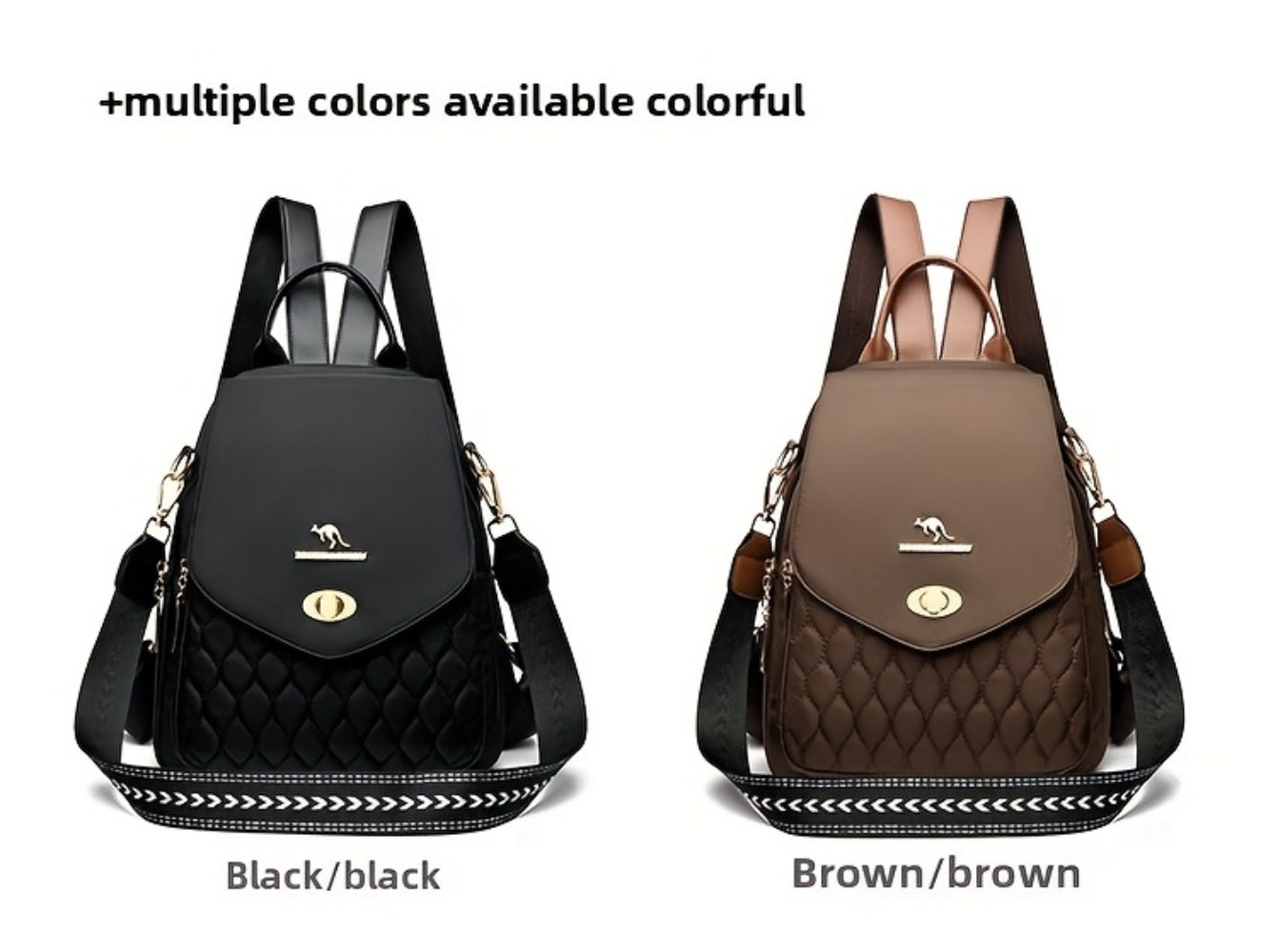 Backpack for Women – for Travel & Work, Fashion Stripe Texture Pattern Golden | Bag Vero – detail view 23
