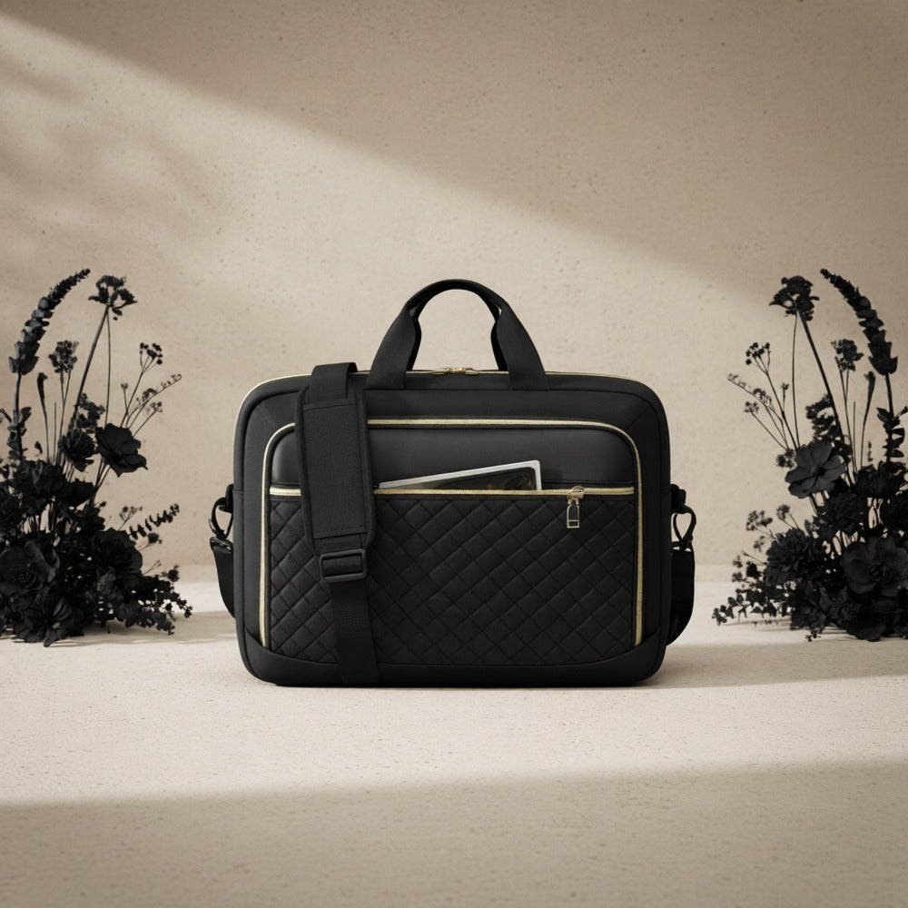 NEWHEY 17.3-Inch Laptop Briefcase for Men And Women, Large Shoulder Messenger Bag for Business, Office, And College, in Black