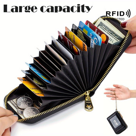 Premium RFID Blocking Card Holder Wallet - Secure Zip Around Design with Multiple Compartments for Easy Organization - Stylish Casual Style for Everyday Use