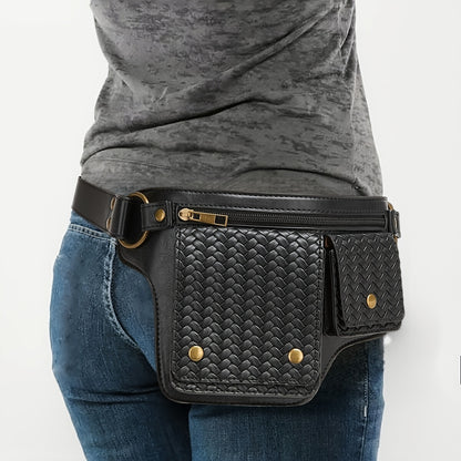 Multi Functional Practical Cow Pattern Waist Bag, Printed Waist Bag, Fashionable Collision, Metal Accessory Texture, Multi Pocket Practical And Multifunctional Design Handmade Waist Bag, Adjustable Chest Bag with Multiple Buckles