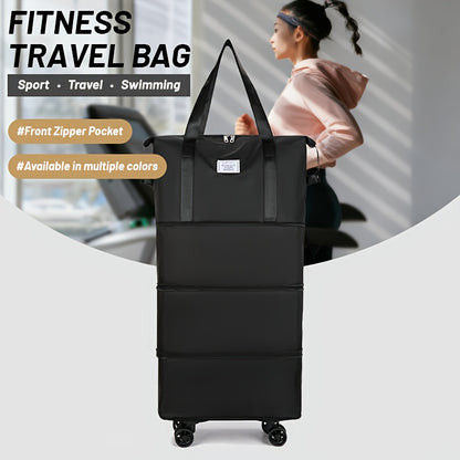 1pc Oxford Fabric Travel Bag - Multifunctional Wheeled Luggage Duffle Bag for Men & Women, with 4 Removable 360° Wheels, Expandable & Foldable Carry-On Luggage, Extra-Large Capacity, Suitable for Moving, Travel & Clothing Storage
