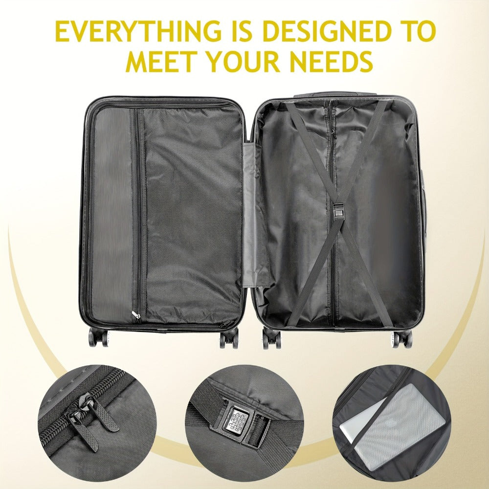 Set of 3 Luggage, Lightweight Hard Carry-On Suitcases with TSA Lock And Spinner Wheels in Soft Yellow