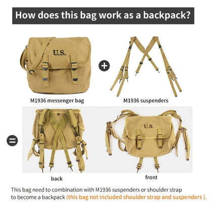 Vintage Messenger Bag Canvas Durable Crossbody Shoulder Bag for Men Women Retro Travel Daily Use