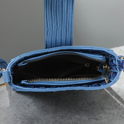 Crocodile Embossed Women's Synthetic Leather Satchel Purse- Elegant Women's Crossbody Bag with Secure Zip Closure & Durable Polyester Lining