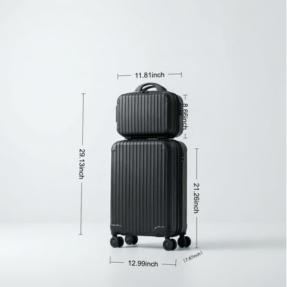 Trolley Suitcase, Vertical Striped Luggage Set, Travel Handbag, Makeup Bag, 20' And 14' Luggage, Silent Wheels, Men's Luggage, Women's Luggage, PP Material Luggage, Suitable for Business Travel, Personal Travel, Mixed Colors