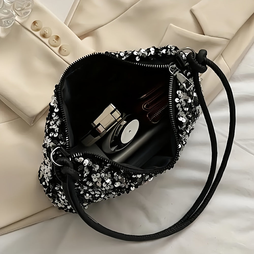 Sequined Women'S Shoulder Bag, Sequined Fashionable Women'S Handbag with Shoulder Strap. A Stylish Women'S Bag with a Strong. Large Capacity, with Zipper, Suitable for Various Occasions - Very Eye-Catching