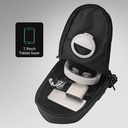 [Hard Shell Chest Bag] JUAMHE Men's Geometric Hard Shell Chest Bag, Scratch-Resistant and Crossbody Backpack with USB Port, Everyday Casual Bag