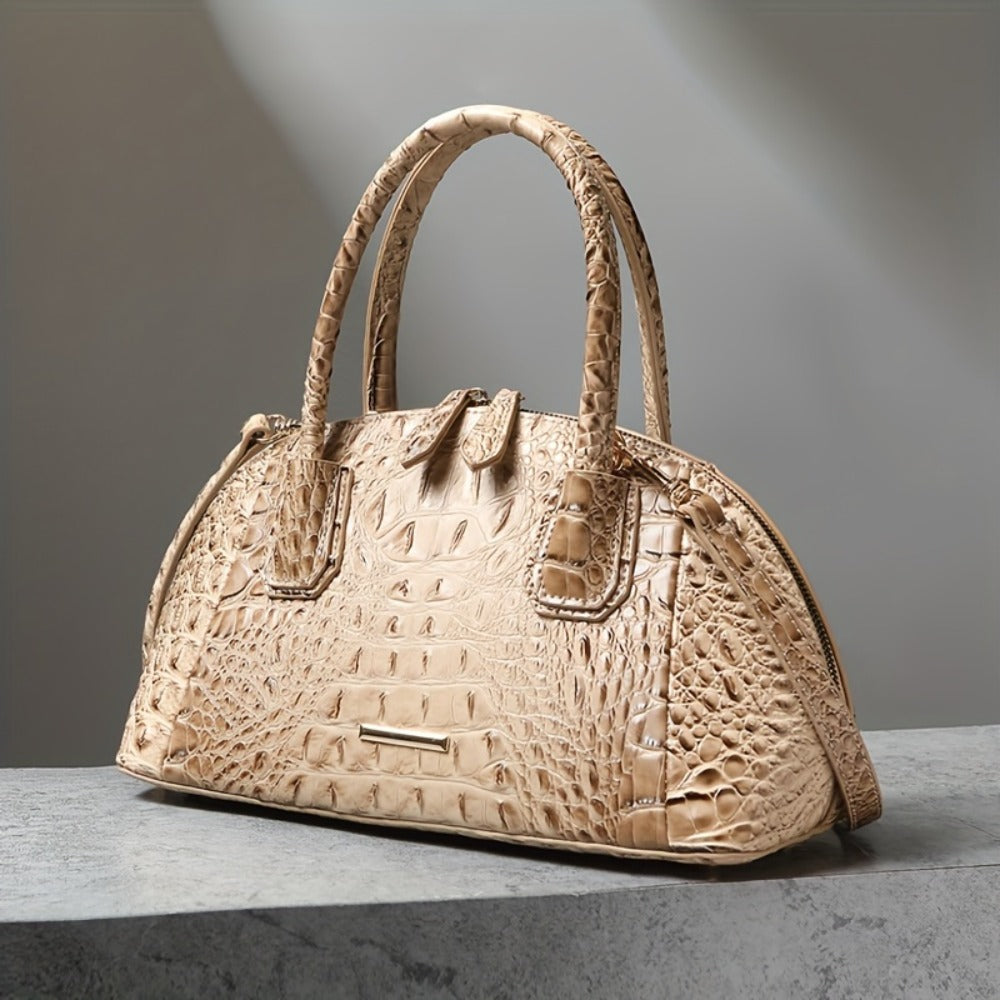 Luxurious Crocodile Print Top Handle Satchel Bag - Stylish Crossbody Design, Spacious Interior, Magnetic Snap Closure, Adjustable Shoulder Strap - Women'S Fashion Handbag, Boston Purse, Perfect for Work, Travel, And Daily Use