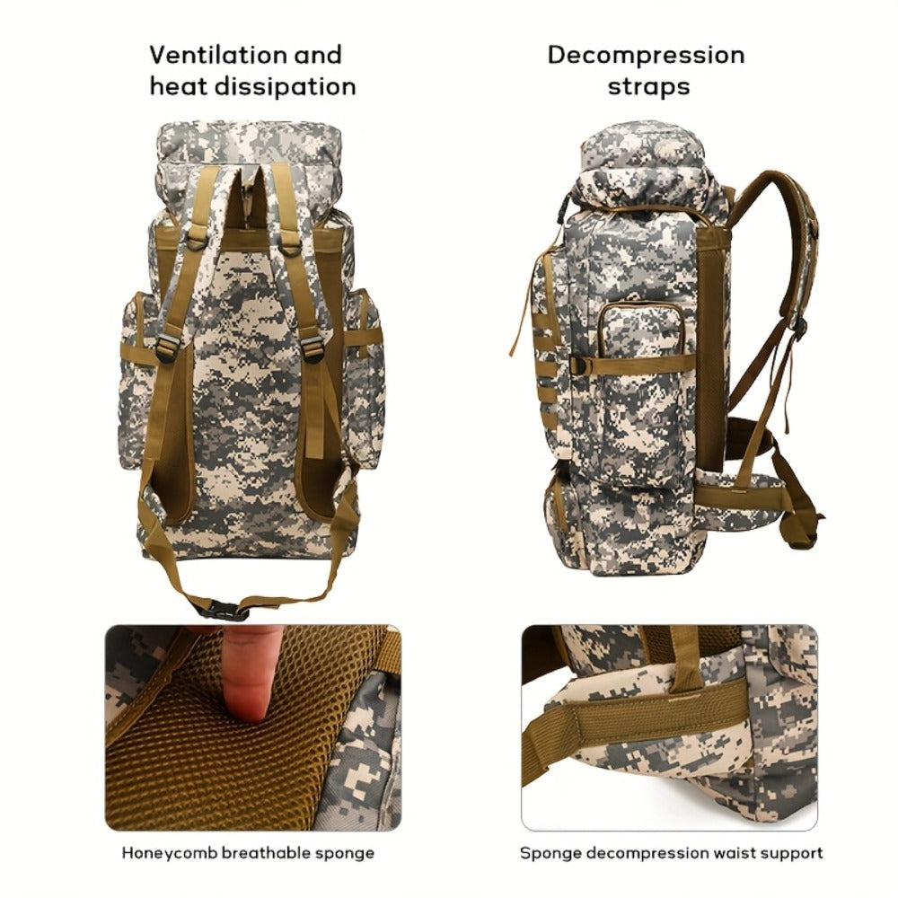 Outdoor Camouflage Backpack Set Hiking Camping Travel Bag Large Multi-Pocket Chest Sling Bag Adjustable Durable Sports Gear Unisex