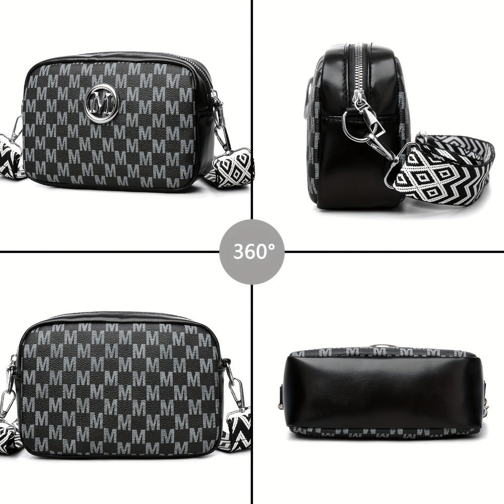 Elegant Ladies' Shoulder Bag with "M" Emblem | Adjustable Strap, Zipper Closure, Multi-Color Options, Ideal for Daily Use and Shopping