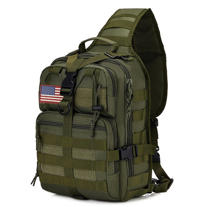 1pc 6.6gal Tactical Sling Backpack, Single Shoulder Crossbody Bag for Hiking Camping, Adjustable Strap Buckle & Smooth Zipper, Front D - ring Suspension, Outdoor EDC Pack with Flag Patch, Everyday Carry Gear for Men Women