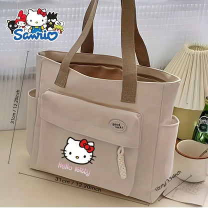 Sanrio Hello Kitty Tote Bag, Briefcase Laptop Bag - Large Capacity Multi-Pocket Durable Nylon Handbag with Zipper Closure, And, Perfect for Commuting, Travel, And Casual Outings