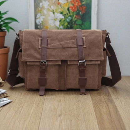 Men's Lightweight Retro Crossbody Bag with Canvas - Adjustable Strap Postman Delivery Bag for Casual &, Outdoor, Commuting - Simple Diagonal Messenger Bag