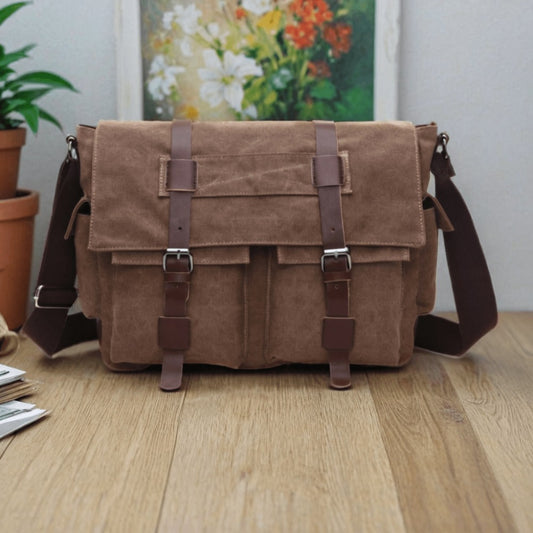 Men's Lightweight Retro Crossbody Bag with Canvas - Adjustable Strap Postman Delivery Bag for Casual &, Outdoor, Commuting - Simple Diagonal Messenger Bag