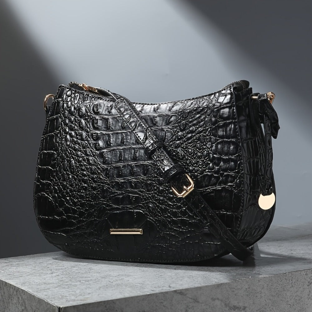 Crossbody Bag for Women – for Travel & Everyday Use, Crocodile Pattern Vintage Textured | Bag Vero – detail view 19