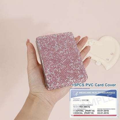 Anti Theft Diamond Inlaid Aluminum Alloy Card Box, High-Value Shiny Business Card Box with Artificial Diamonds, Women'S Anti Magnetic Portable Compact Card Box