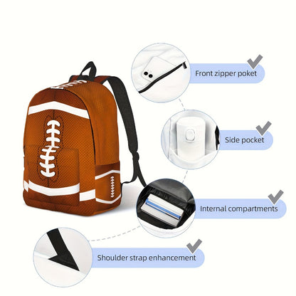 Lightweight Sports Backpack Suitable for Men & Women with Tablet/Laptop Compartment, Multi- Ball Print, Adjustable Shoulder Straps & Crossbody Pack - Suitable for Baseball, Basketball, Soccer, Football, Travel,