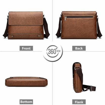 Simple khaki Men's bag with texture High Quality bag lid style shoulder bag, casual Men's multi pocket Men's bag, large capacity Men's bag, casual trendy mailman bag