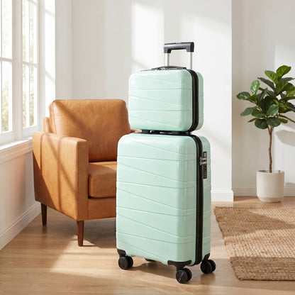 Luggage Box, Duffel Bag, Suitcase, Briefcase, 20-inch Luggage + 14-inch Handbag Set, 360° Rotatable Wheels, ABS High-hard Material, Phone Holder, Suitable for Students And Various Purposes Such As Going to School, Business Trips, And Traveling.