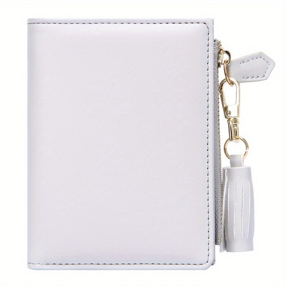Slim Bifold Wallet for with Tassel Keychain - 9 Card Slots & Zipper Pocket, Compact ID Holder for Everyday Use Or Party Accessories - Perfect Gift for Her, Cute Wallet, Stylish Accessory, Durable Polyester Lining Suitable for Teens, Coin Purse