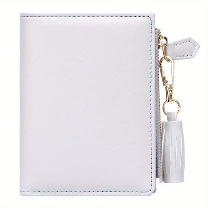 Slim Bifold Wallet for with Tassel Keychain - 9 Card Slots & Zipper Pocket, Compact ID Holder for Everyday Use Or Party Accessories - Perfect Gift for Her, Cute Wallet, Stylish Accessory, Durable Polyester Lining Suitable for Teens, Coin Purse