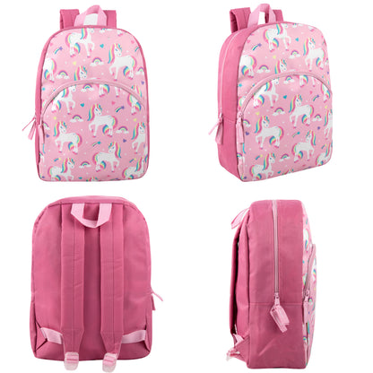 24 Pack of Bulk Wholesale 15 Inch Fun Printed Backpacks for Commute and Travel in Fantastic Creature Prints