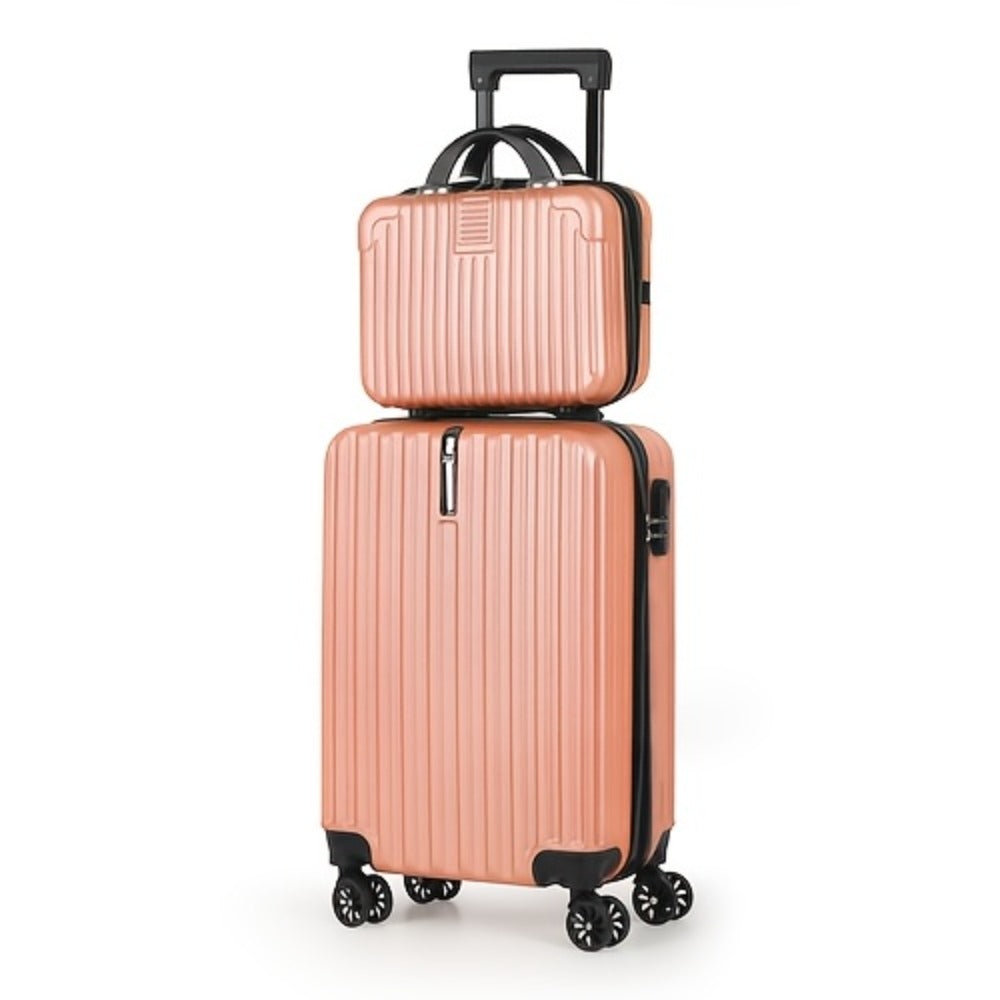 Two-Piece Luggage Set (20" And 14" Backpack) for Travel, Featuring Checked Suitcases That Are Lightweight And Portable, with Hard Sides And Spinner Wheels, Available in Rose Golden, Black, And Dark Blue