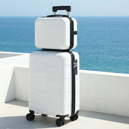 Luggage Box, Duffel Bag, Suitcase, Briefcase, 20-inch Luggage + 14-inch Handbag Set, 360° Rotatable Wheels, ABS High-hard Material, Phone Holder, Suitable for Students And Various Purposes Such As Going to School, Business Trips, And Traveling.