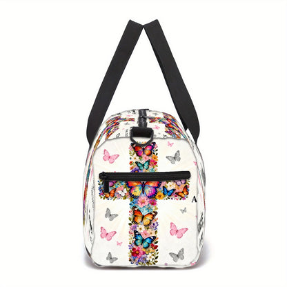 Bible Encourage Yourself Prints Machine Washable for Gym Large Capacity with Side/ Inner Pockets Unisex Fitness Yoga Bag - Durable Polyester Suitcase-Fixable Travel Daily Use (Great Gift) Adjustable Strap